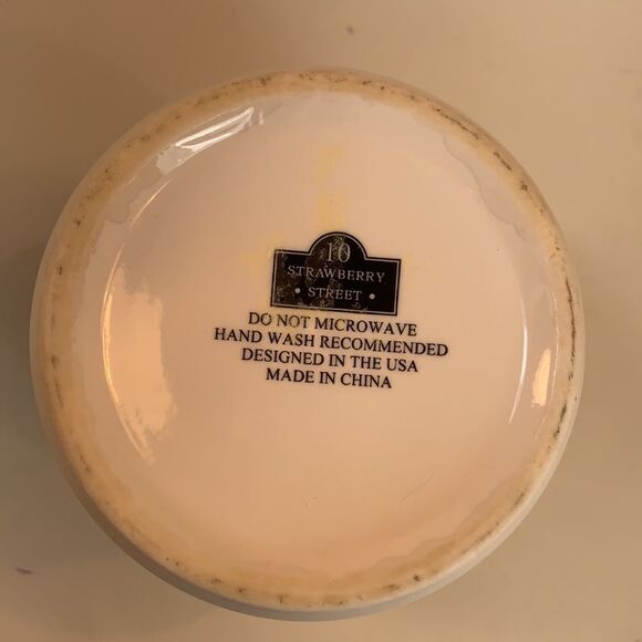 Coffee Mug Utensil Holder Black White Striped 5 Inches Tall 3 1/2 Inches Round - Picture 4 of 5